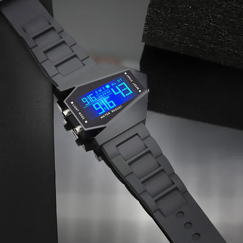 A self-luminous LED watch in the shape of a creative aircraft