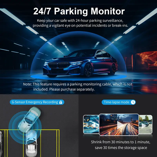 KAWA 2K, 1440P Wireless Car Camera with Hands-Free Voice Control.