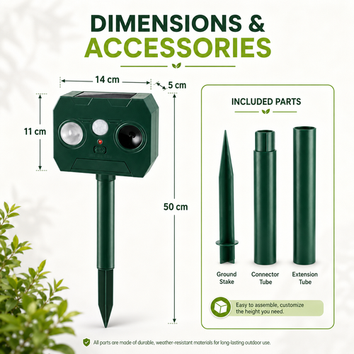 Solar Ultrasonic Animal Repeller 🌿 Outdoor Garden Pest Deterrent