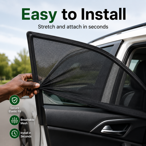 4Pcs Car Window Mosquito Net Sunshade Set for Sedan & SUV