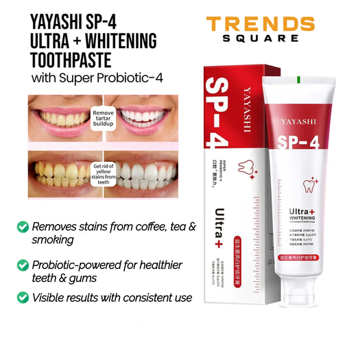 Yayashi SP4 Oral Care Probiotic Whitening Toothpaste 120g – Shine Brighter, Remove Years of Coffee, Tea & Smoking Stains