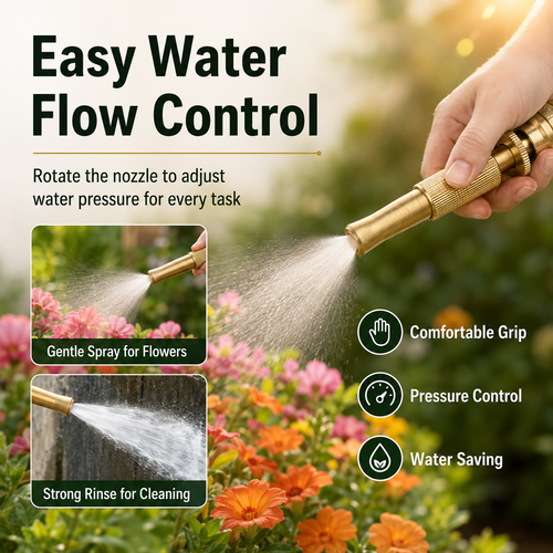 Brass Garden Hose Nozzle Set 🌟 Adjustable Water Spray Modes – Durable Metal Jet & Mist Sprayer for Garden, Car Wash & Plant Care
