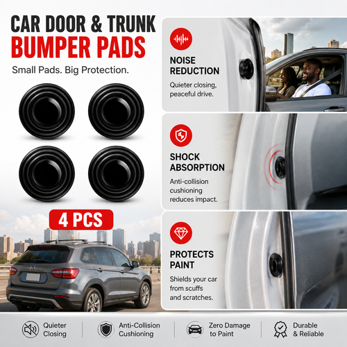 Car Door Shock Pads 🚗 4PCS Universal Rubber Noise Reduction Bumpers