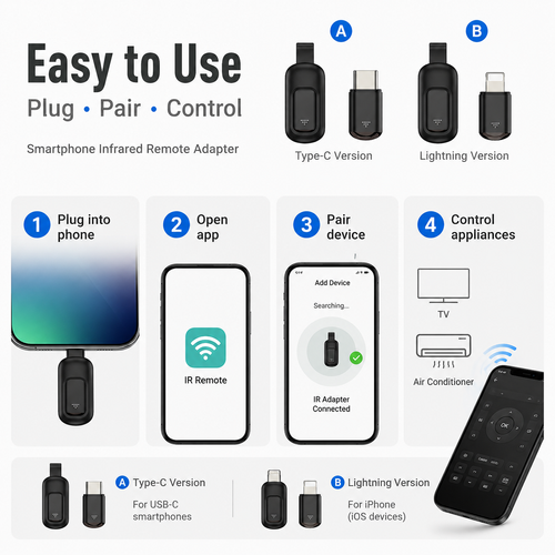 Smart IR Remote Adapter 📱 TV & AC Control for iPhone and Android