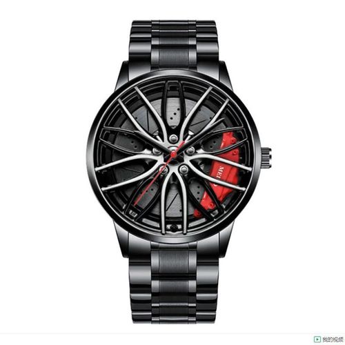 Rim Wheel Design Men Watch ⌚ Black Steel Quartz Sport Watch
