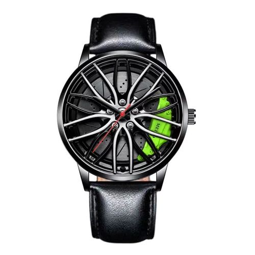Rim Wheel Design Men Watch ⌚ Black Steel Quartz Sport Watch