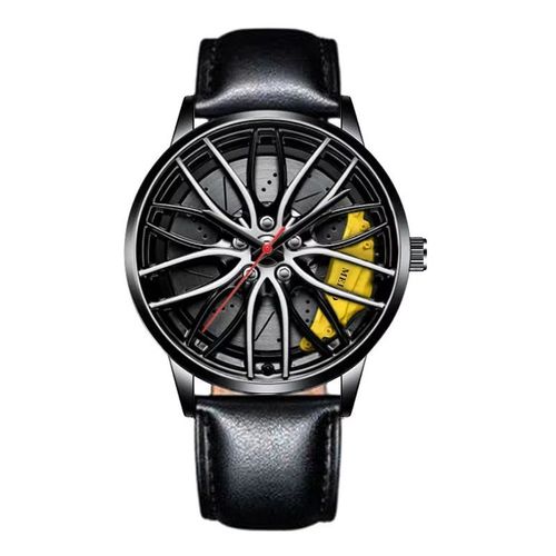 Rim Wheel Design Men Watch ⌚ Black Steel Quartz Sport Watch