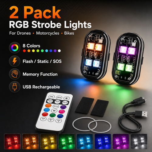 2 Pack RGB Strobe Warning Lights