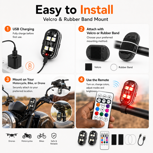 2 Pack RGB Strobe Warning Lights
