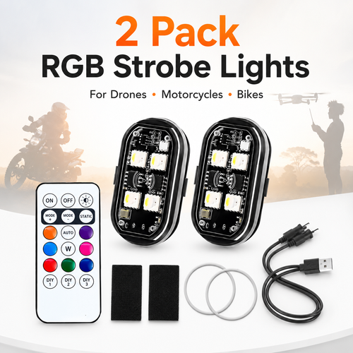 2 Pack RGB Strobe Warning Lights