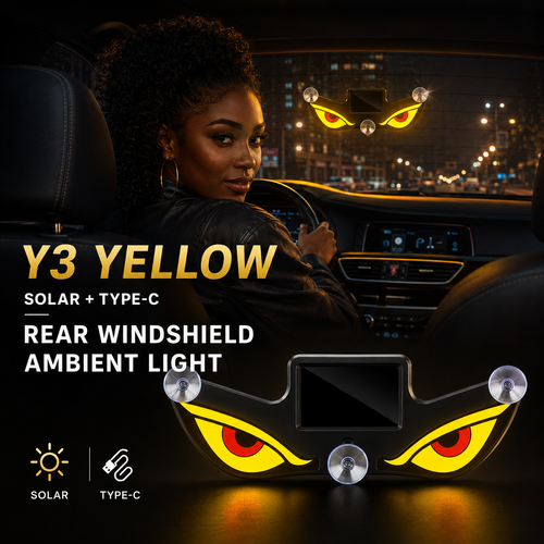 Demon Eye LED Car Ambient Light 👁️ Solar + Type-C Rear Window Light