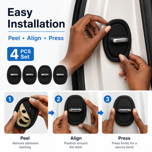 4PCS Car Door Latch Buffer Pads 🚗 Anti-Collision Door Protection Covers