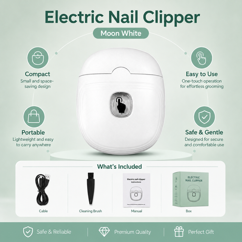 Electric Nail Clipper 💅 Safe, Quiet & Portable Automatic Nail Trimmer