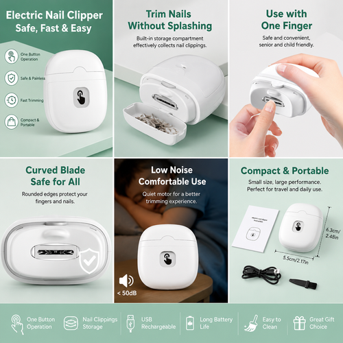 Electric Nail Clipper 💅 Safe, Quiet & Portable Automatic Nail Trimmer