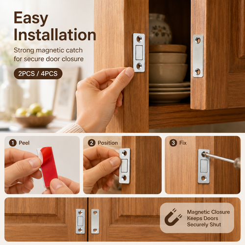 Magnetic Cabinet Catch Set 🧲 2PCS  Strong Door Closure