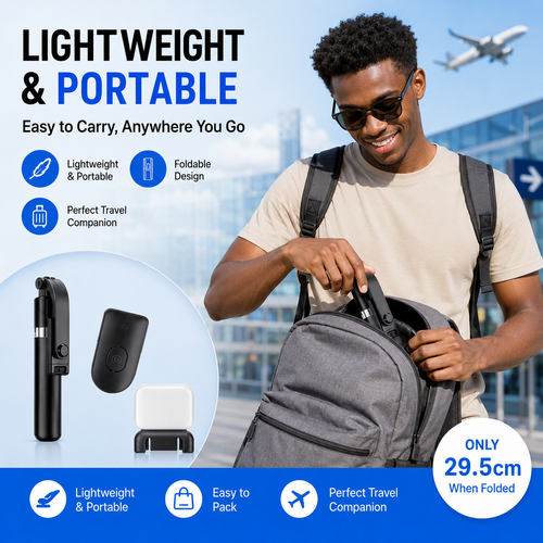 1.7M Selfie Stick Tripod 📸 Bluetooth Remote + Fill Light