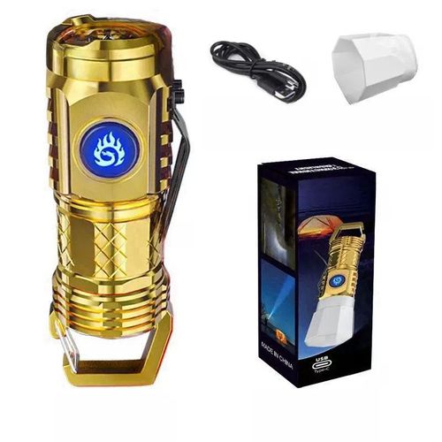 Golden LED Rechargeable Flashlight USB-C 450LM Portable Camping Torch for Outdoor, Emergency & Daily Use