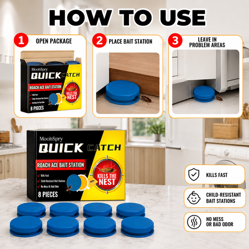 Roach Bait Station 8PCS Powerful Cockroach Killer Trap for Home & Kitchen Pest Control Odorless Safe & Long-Lasting