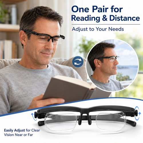 Adjustable Focus Glasses -6D to +3D Self-Adjusting Eyewear for Reading & Distance Vision Unisex Lightweight Glasses