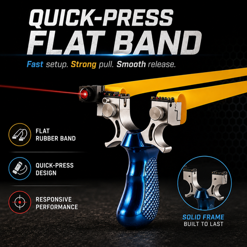 Laser Slingshot Pro High Precision Alloy Slingshot with Red Laser Sight Quick Press Flat Band Hunting Target Practice Slingshot Blue Gold