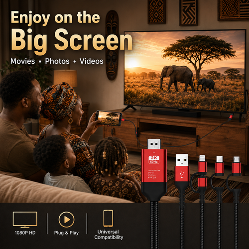 Phone to TV HDMI Cable 1080P 60Hz Universal Screen Mirroring Adapter for iPhone Android Plug and Play HDTV Display Cable