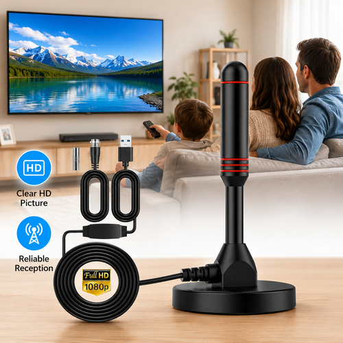Digital TV Antenna Indoor Outdoor HD 1080P DVB-T2 DTMB Signal Booster TV Antenna with Amplifier Free Local Channels Reception