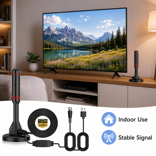 Digital TV Antenna Indoor Outdoor HD 1080P DVB-T2 DTMB Signal Booster TV Antenna with Amplifier Free Local Channels Reception