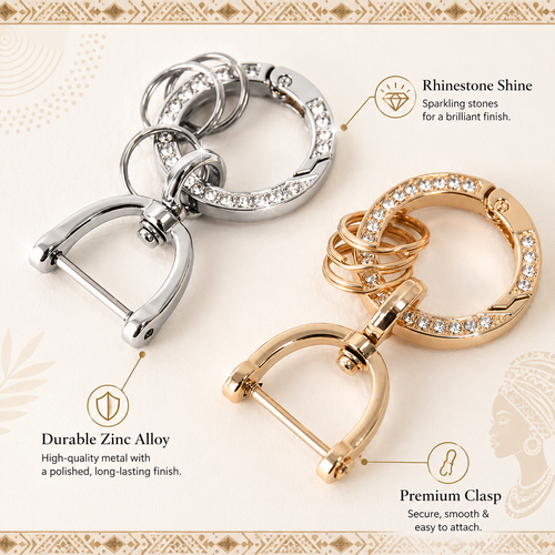 2PCS Rhinestone Keychain Set Gold and Silver Luxury Bag Charm Car Key Holder for Women