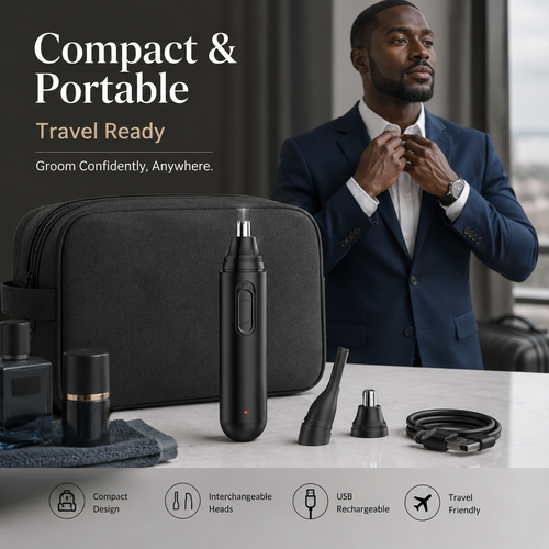Electric Nose Hair Trimmer Waterproof USB Rechargeable Painless Ear Nose Grooming Device Portable Men Women Personal Care Trimmer