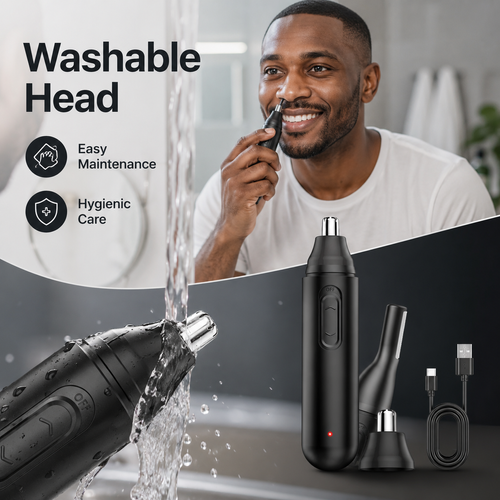 Electric Nose Hair Trimmer Waterproof USB Rechargeable Painless Ear Nose Grooming Device Portable Men Women Personal Care Trimmer