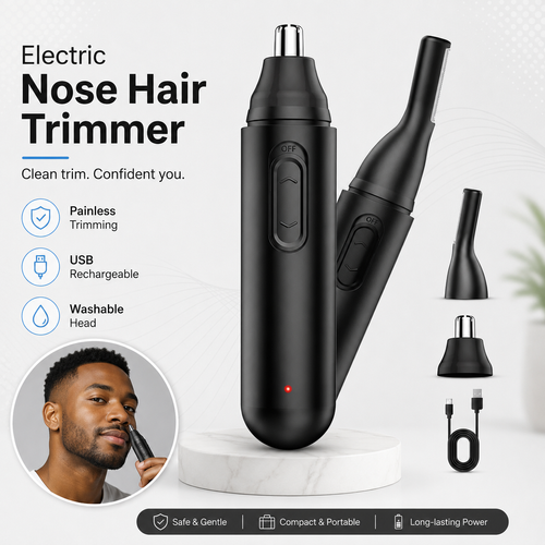 Electric Nose Hair Trimmer Waterproof USB Rechargeable Painless Ear Nose Grooming Device Portable Men Women Personal Care Trimmer
