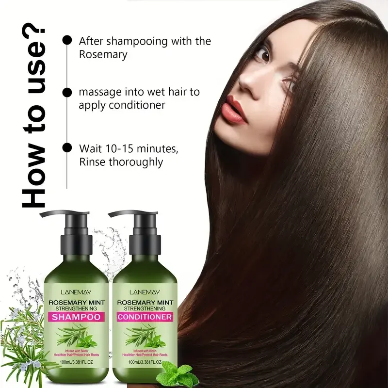 Lanemay Rosemary Mint Strengthening Shampoo and Conditioner Set 2PCS