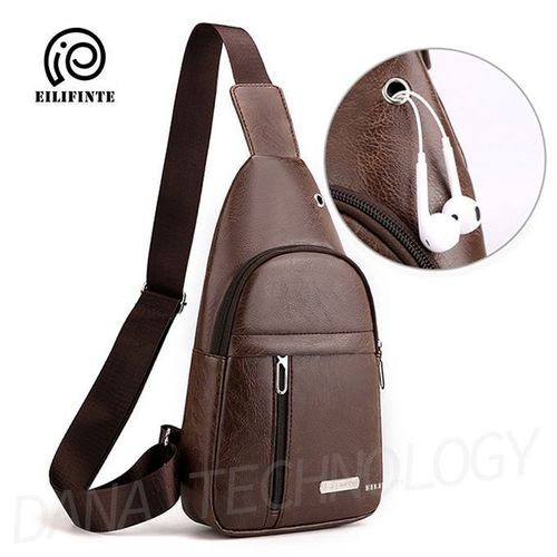 EILIFINTE B05 PU Fabric Crossbody Chest Shoulder Bag-Brown