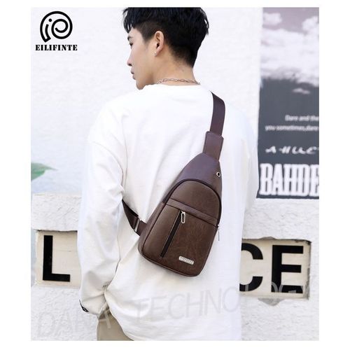EILIFINTE B05 PU Fabric Crossbody Chest Shoulder Bag-Brown