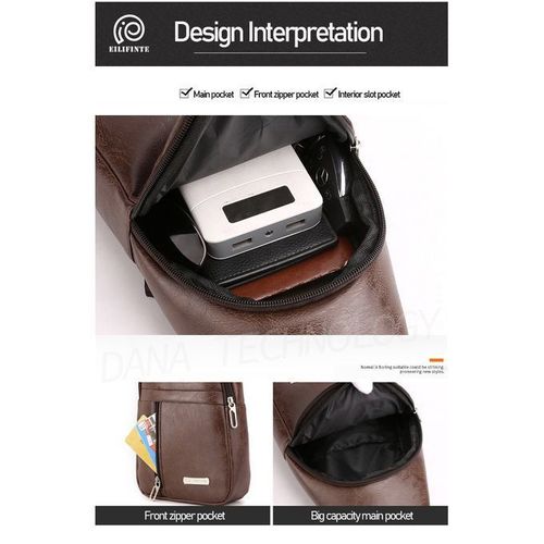 EILIFINTE B05 PU Fabric Crossbody Chest Shoulder Bag-Brown