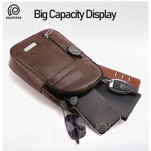 EILIFINTE B05 PU Fabric Crossbody Chest Shoulder Bag-Brown