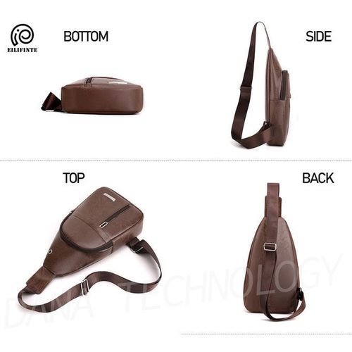 EILIFINTE B05 PU Fabric Crossbody Chest Shoulder Bag-Brown