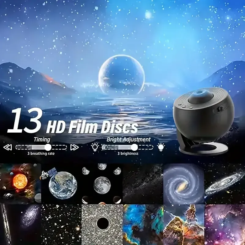 Globe Galaxy Starry Sky Lamp Free 13 Pieces of HD Film Bedroom Living Room Starry Sky Atmosphere Lamp Projector Lamp