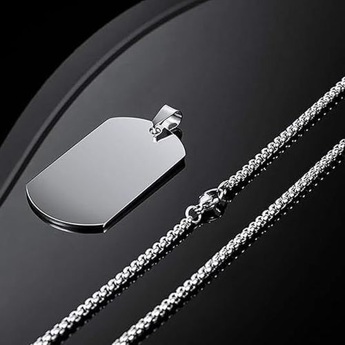 Personalized Double Sided Photo Text + Icon Necklace Men's Custom Necklace with Picture