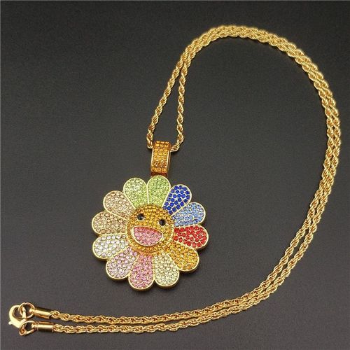 Sunflower Smiley Face Hip Hop Necklace