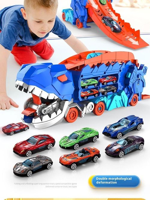 Hot Tyrannosaurus Rex Hauler Dinosaur Wheels Devouring Car T-Rex Transformed Track Slide Car Children's Toy