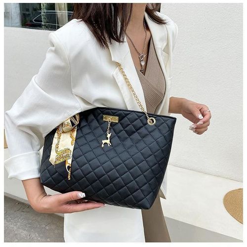 Women's High Quality PU Shoulder Handbag - Black