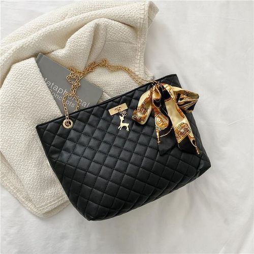 Women's High Quality PU Shoulder Handbag - Black