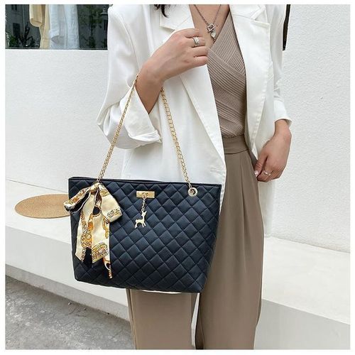 Women's High Quality PU Shoulder Handbag - Black