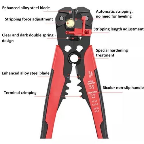 Mythco Self Adjusting Wire Stripper, Black-Red