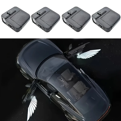 (4 Pack Angel Wings) Super Bright LED Door Logo Projector Lighting - Wireless Welcome and Concierge Step Lighting, Easy to Install, No Drilling Design