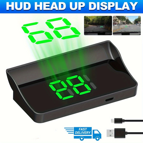 GPS Speedometer - Easy Install HUD Display for Cars & Trucks, Real-Time MPH Readout with Green Font, Compact Design for Dashboard or Windshield, Vehicle Speed Monitoring | Clear Digital Display | Durable Abs Material