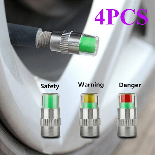 4pcs Accurate Car Tire Pressure Monitoring Kit - Durable Copper Valve Caps with Built-in High-Precision Gauge and Advanced Warning System for Safe Driving Experience