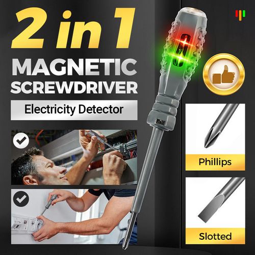 2PCS - (Slotted+Phillips)🔥 2-in-1 High Torque Strong Magnetic Screwdriver & Electricity Detector 🔥