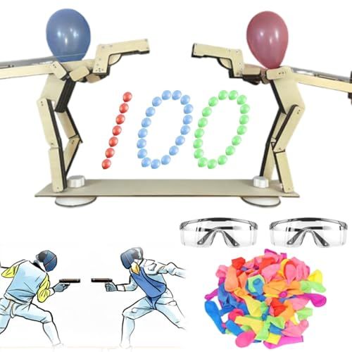 Wooden robot, DIY handmade wooden puppet balloon game